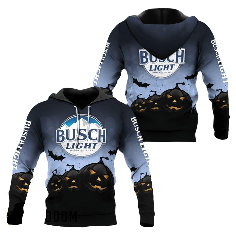 Busch Light Hoodie Busch Light Night Pumpkin Hoodie Blue Unisex - Cozy Hoodie For Cold Weather