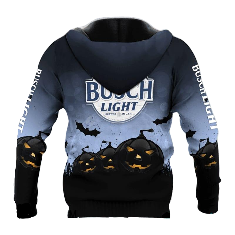 Busch Light Hoodie Busch Light Night Pumpkin Hoodie Blue Unisex - Cozy Hoodie For Cold Weather