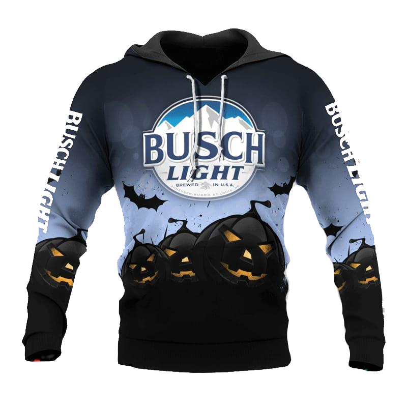 Busch Light Hoodie Busch Light Night Pumpkin Hoodie Blue Unisex - Cozy Hoodie For Cold Weather
