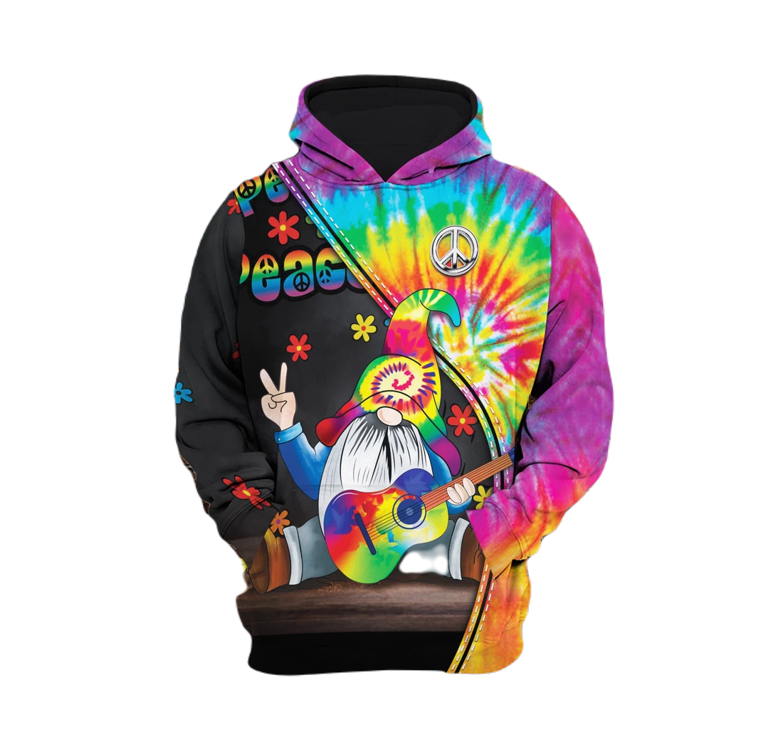 Gnome Hoodie Gnome Hippie Tie Dye Peace Hoodie Colorful Unisex - Cozy Hoodie For Cold Weather