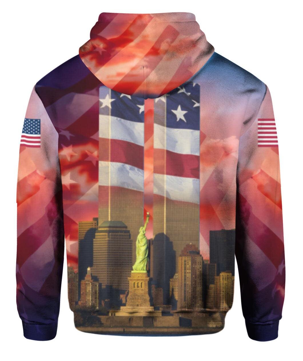 Patriot Day Hoodie 9-11 We Will Never Forget Patriot Day American Flag Twin Tower Shirt Patriot Day Shirt - Trendy Gift For Men & Women