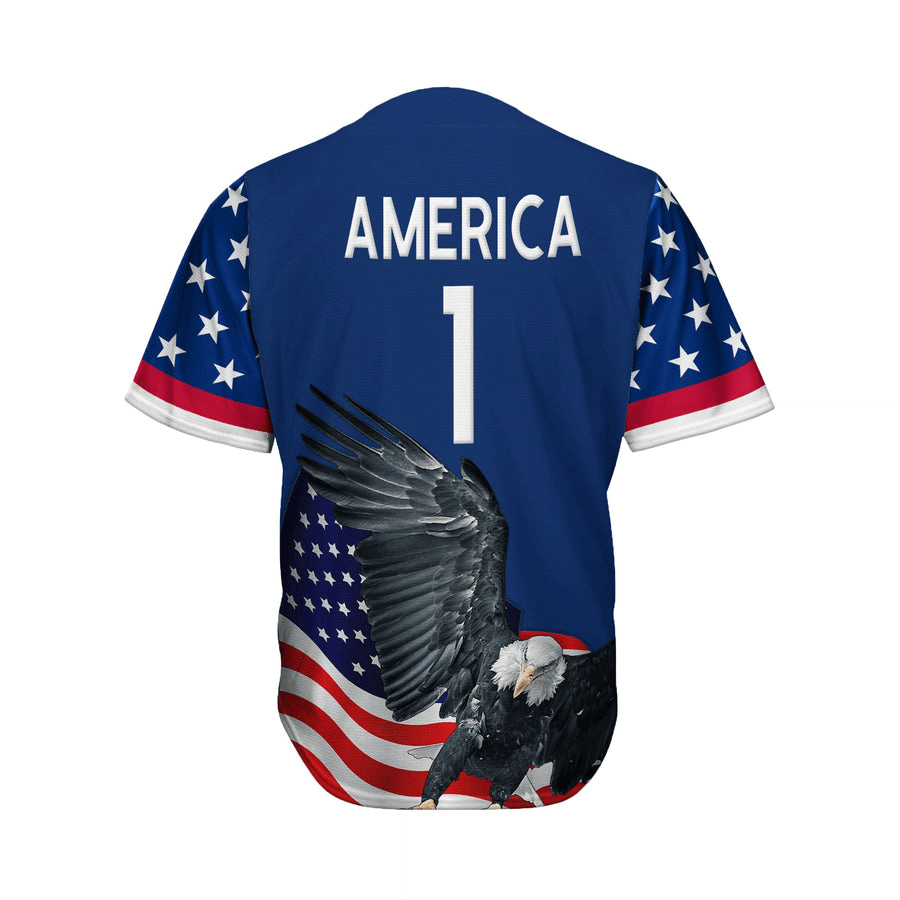 Independence Day Jersey USA Eagle American Flag Independence Day Blue Jersey Shirt 04th of July Baseball for Men Women