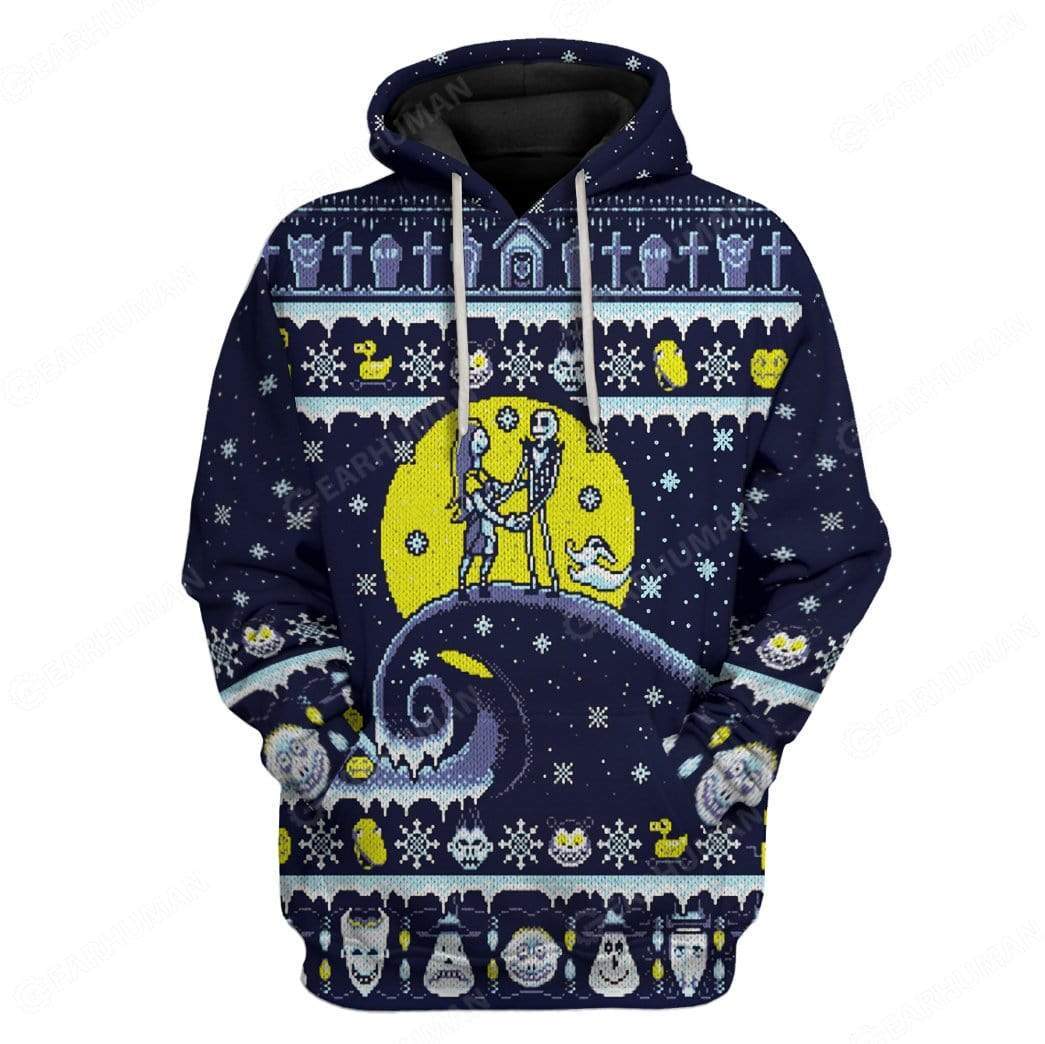 TNBC Hoodie Jack And Sally Boogie's Boys Christmas Pattern Blue Hoodie