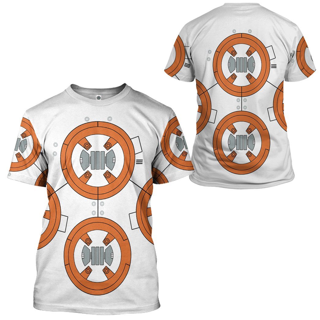 SW T-shirt SW BB8 Robot Costume 3d White Orange T-shirt Hoodie