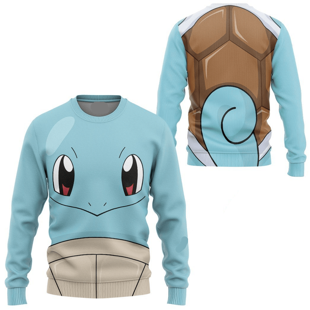 Pokemon Hoodie Squirtle Pokemon Cosplay Costume T-Shirt Blue Unisex Adults New Release - Trendy Gift For Men & Women