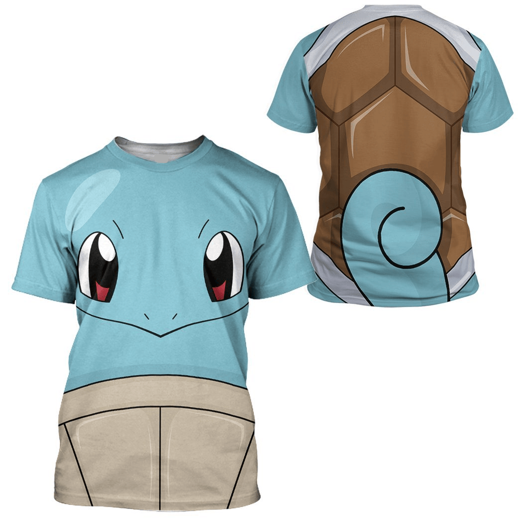 Pokemon Hoodie Squirtle Pokemon Cosplay Costume T-Shirt Blue Unisex Adults New Release - Trendy Gift For Men & Women