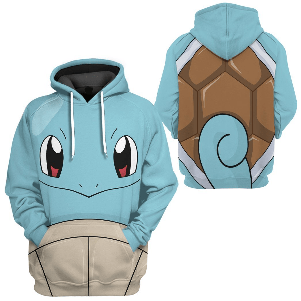 Pokemon Hoodie Squirtle Pokemon Cosplay Costume T-Shirt Blue Unisex Adults New Release - Trendy Gift For Men & Women