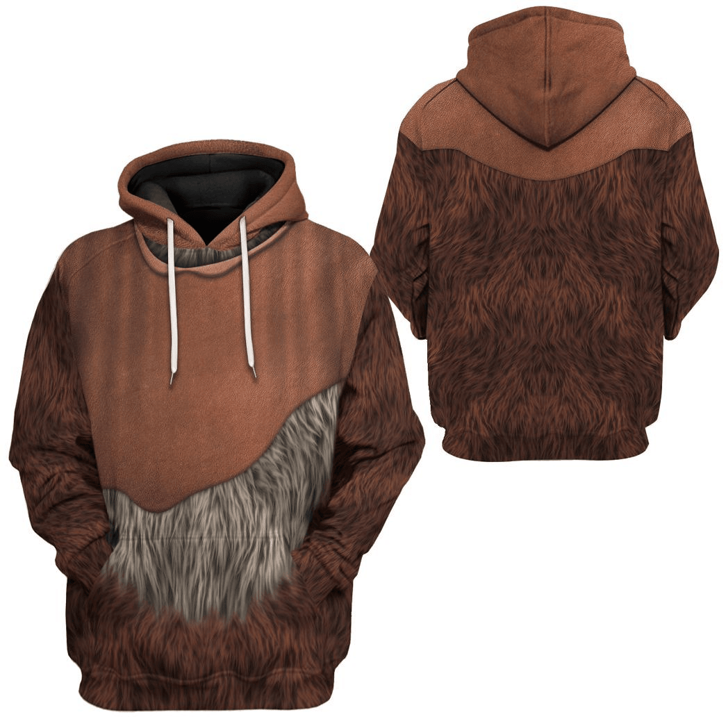 Starwars Hoodie Ewok Costume Starwars Cosplay T-Shirt Brown Unisex Adults - Trendy Gift For Men & Women