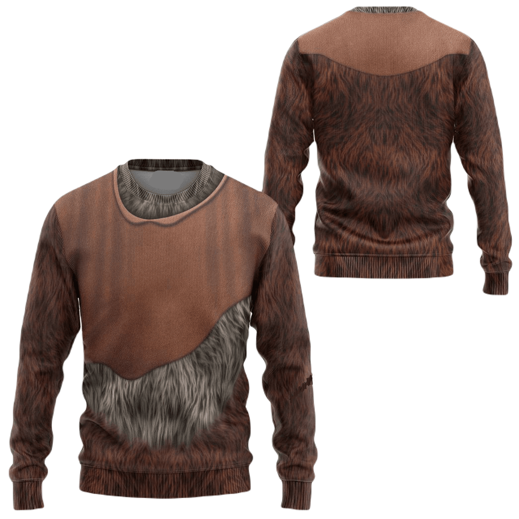 Starwars Hoodie Ewok Costume Starwars Cosplay T-Shirt Brown Unisex Adults - Trendy Gift For Men & Women
