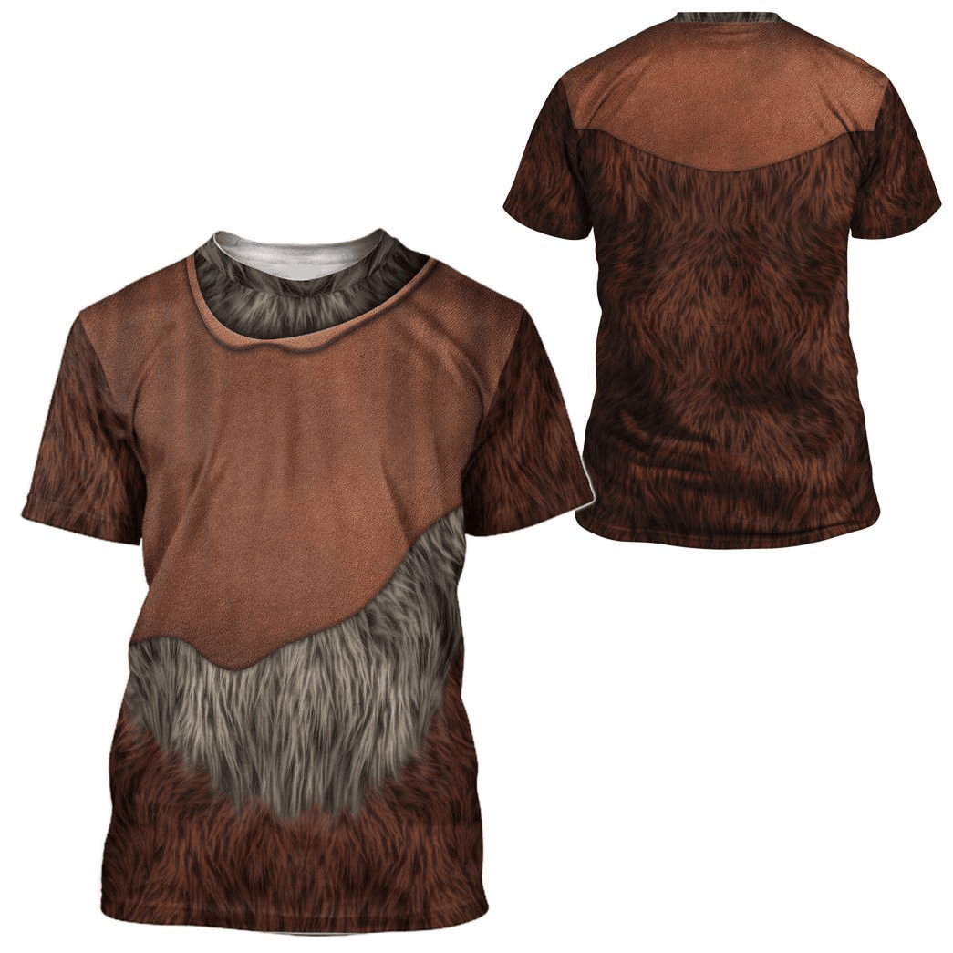 Starwars Hoodie Ewok Costume Starwars Cosplay T-Shirt Brown Unisex Adults - Trendy Gift For Men & Women