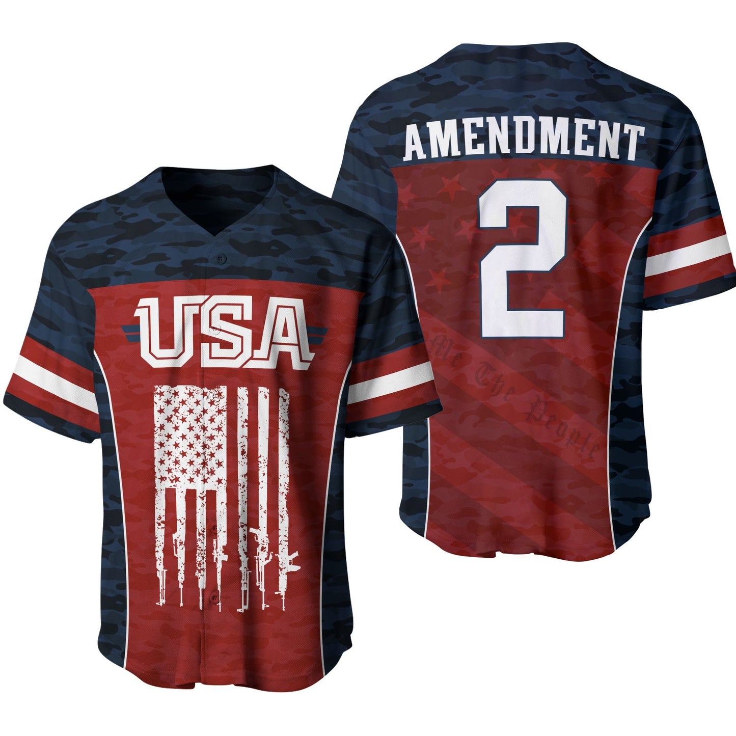 Independence Day Jersey 2nd Amendment USA American Flag Independence Day Red Jersey Shirt for Men 04th of July Baseball