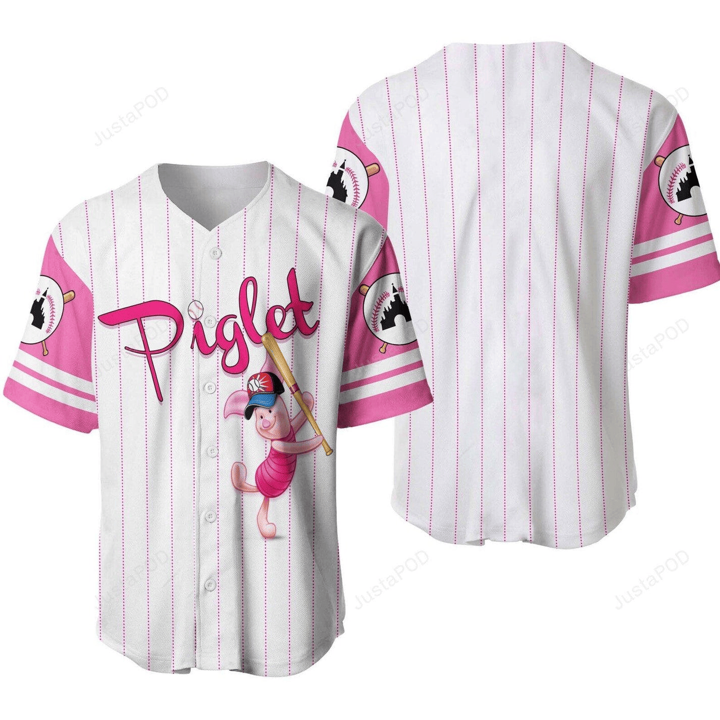 Winnie the Pooh Jersey Disney Winnie the Pooh Hitter Piglet Pink White Jersey Shirt Baseball Disney Baseball
