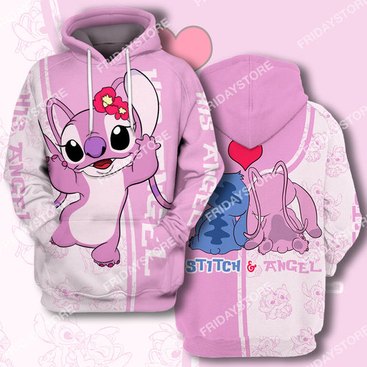 LAS T-shirt Stitch Angel Adorable Couple All Over Print Stitch Couple T-shirt Cute High Quality DN Stitch Hoodie Sweater Tank