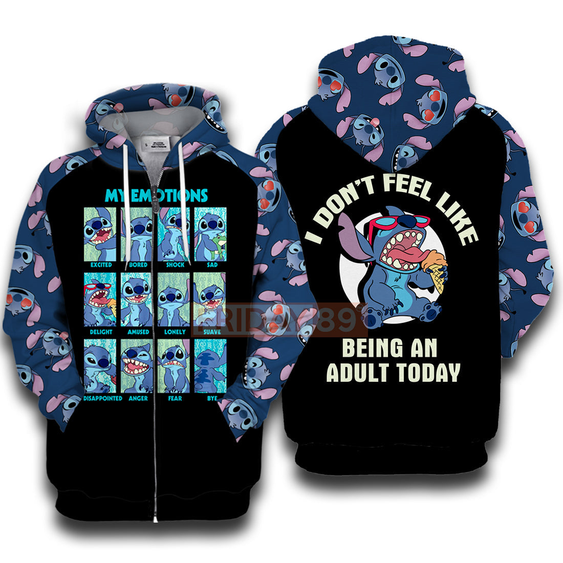 Stitch T-shirt Stitch Emotions Hoodie I Don't Feel Like Being An Today Stitch T Shirt Cute DN Hoodie Sweater Tank