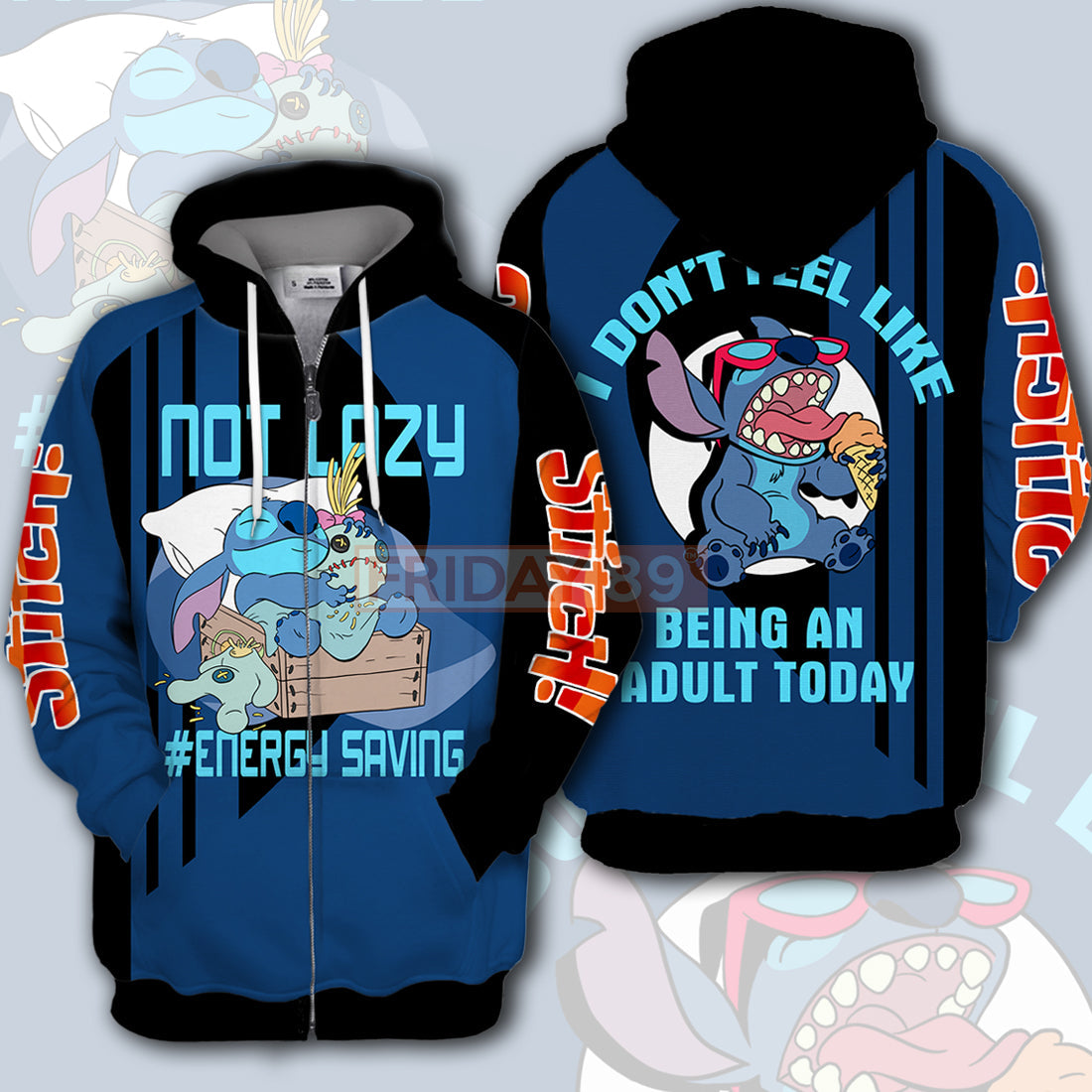 Stitch T-shirt Stitch Not Lazy Energy Saving 3D Print T-shirt Funny Cute DN Hoodie Sweater Tank