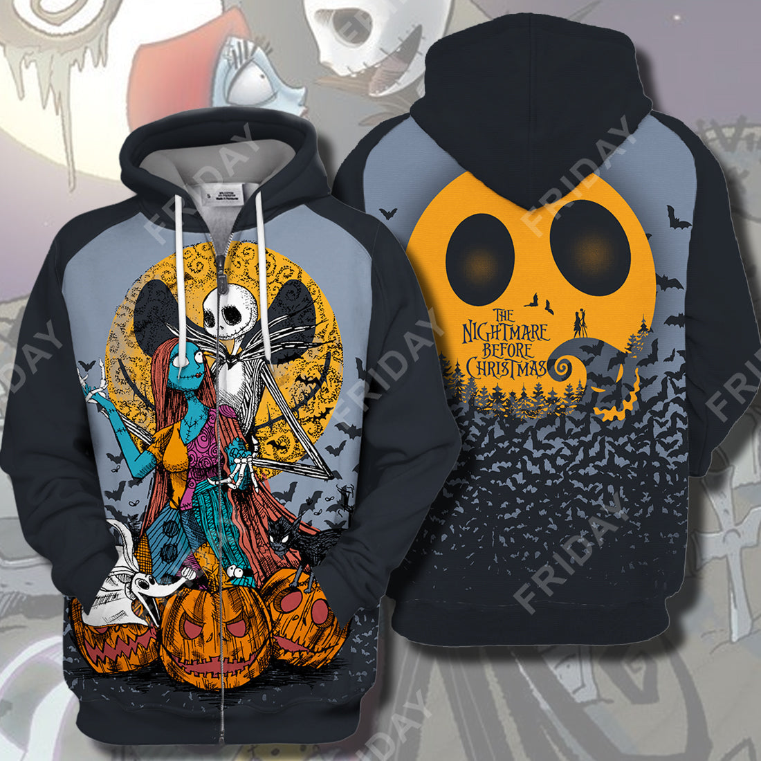 TNBC T-shirt Nightmare Couple Halloween T-shirt Awesome DN TNBC Hoodie Sweater Tank Jack skellington Hoodie Shirt 2023