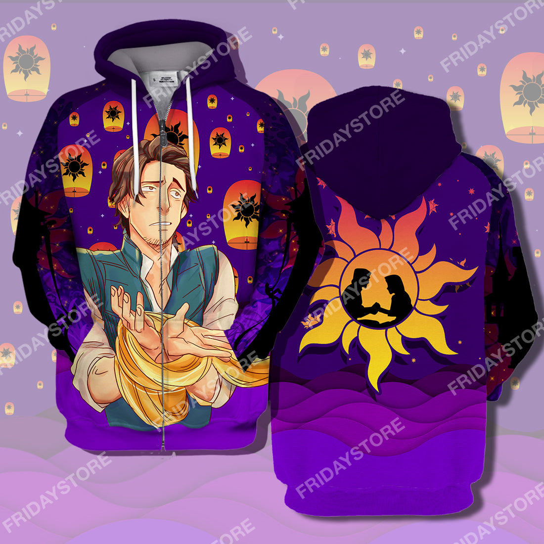 DN Rapunzel T-shirt DN Tangled Flynn Couple Silhouette T-shirt Flynn Hoodie Apparel Awesome DN Tangled Hoodie Sweater Tank