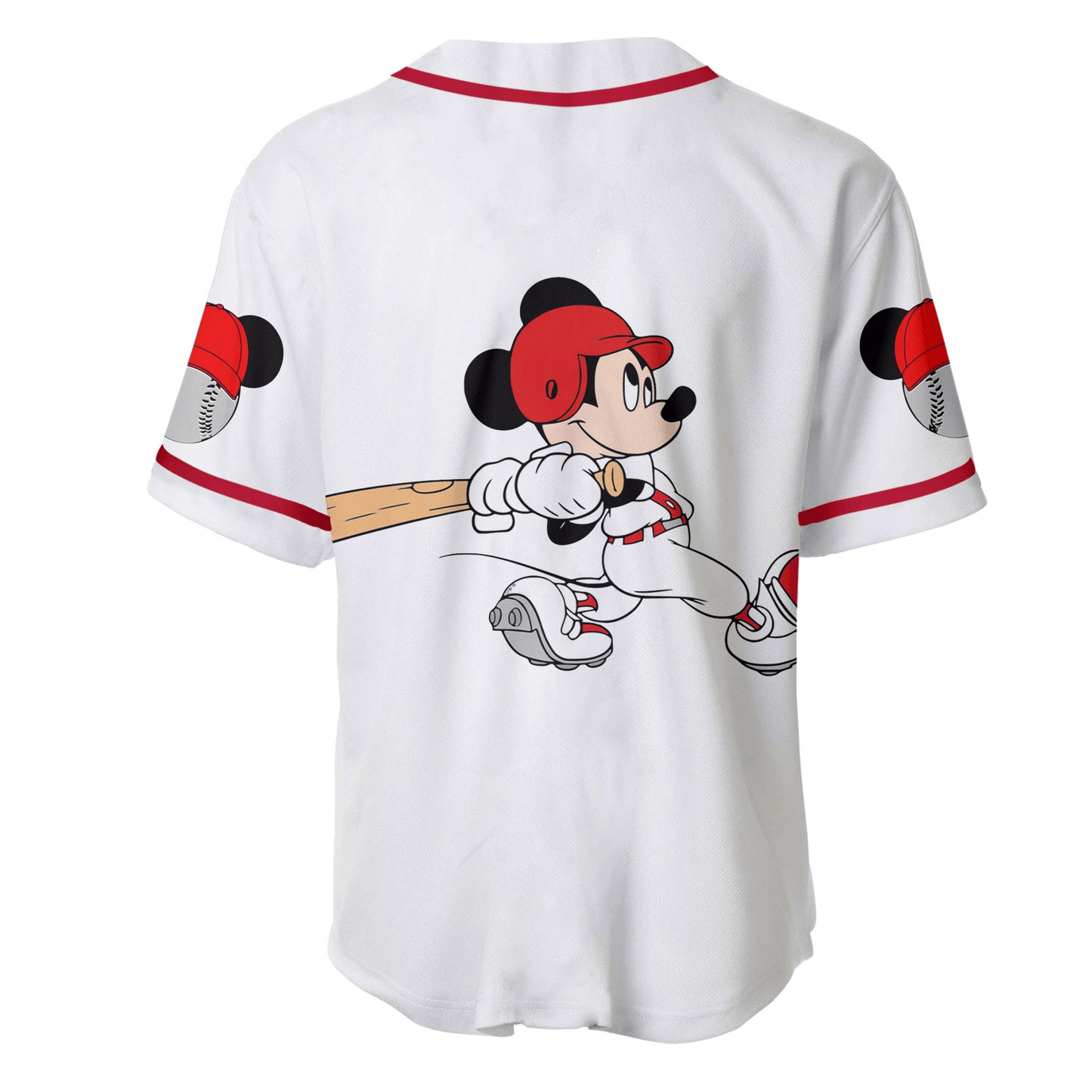 Disney Jersey Mickey Mouse Playing As Designated Hitter Graphic White Red Jersey Shirt Disney Baseball Mickey Baseball