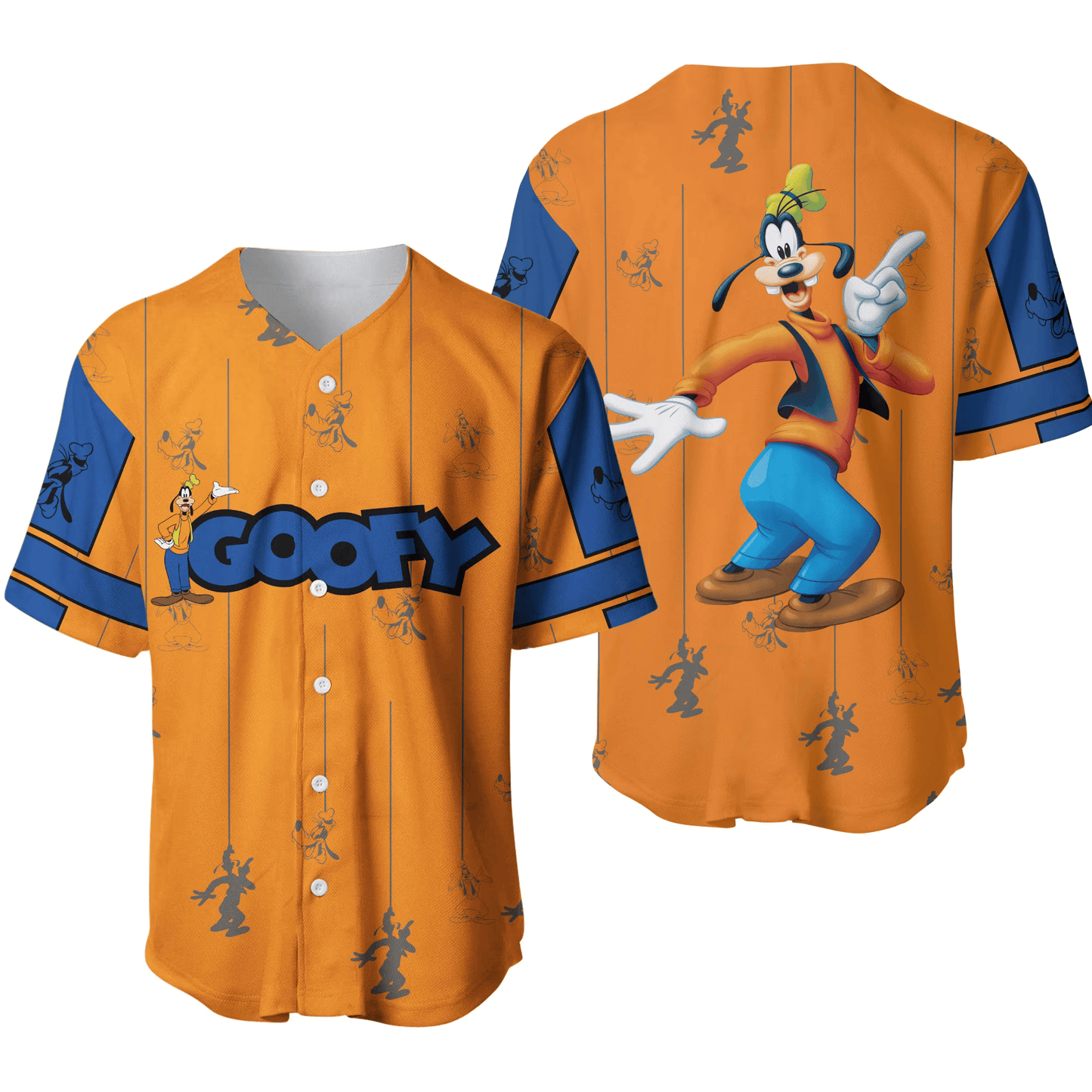 Disney Jersey Disney Goofy Dog Character Graphic Orange Blue Jersey Shirt Baseball Goofy Baseball