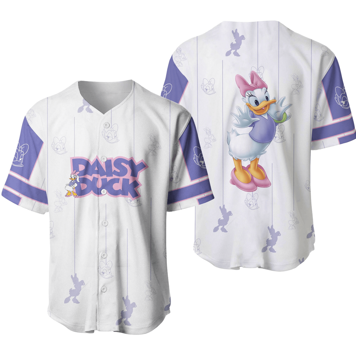 Disney Jersey Disney Cute Daisy Duck Character Graphic White Purple Jersey Shirt Baseball Daisy Duck Baseball