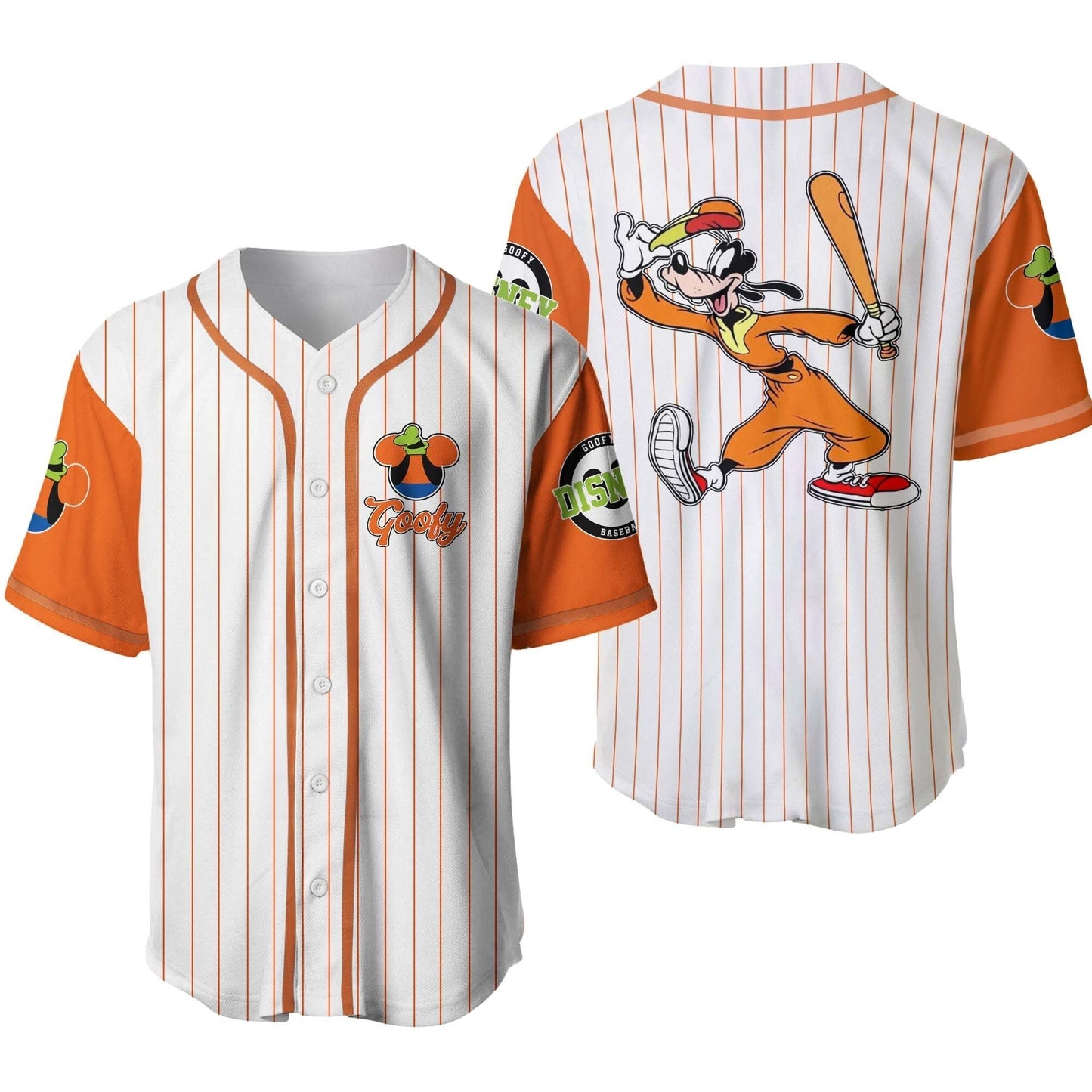 Disney Jersey Disney Goofy Dog Playing As Designated Hitters White Orange Jersey Shirt Baseball Goofy Baseball