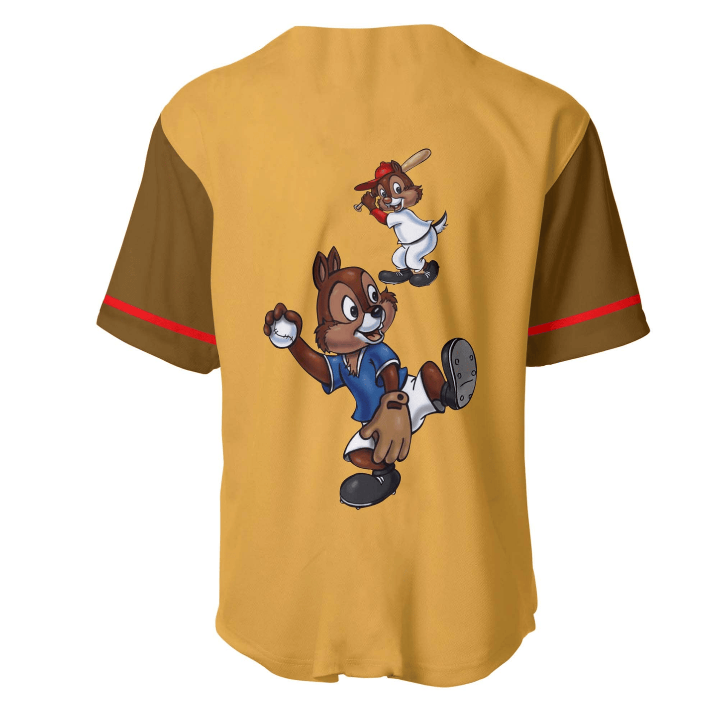 Disney Jersey Disney Chip N Dale Playing Sport Graphic Yellow Brown Jersey Shirt Baseball Chip N Dale Baseball