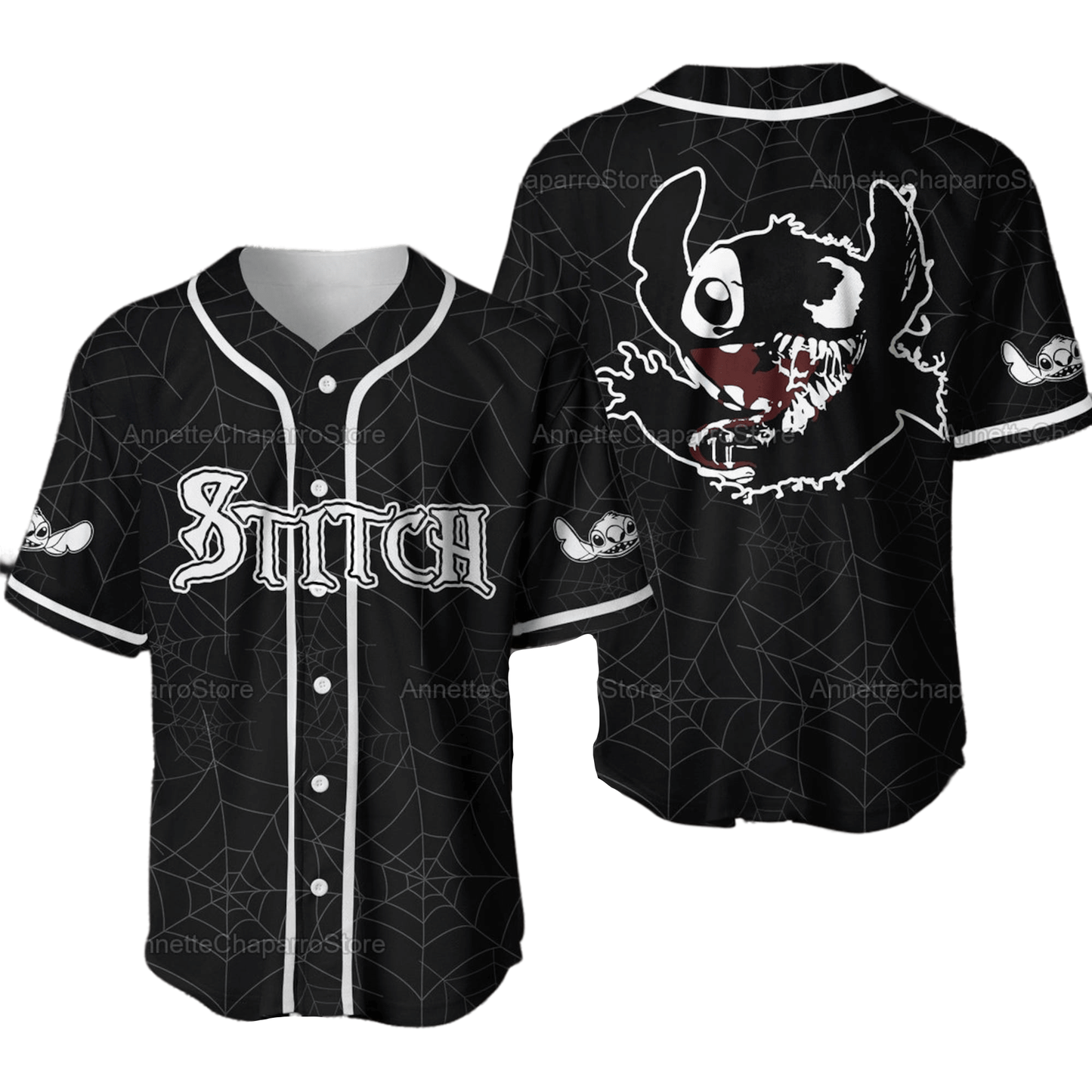Stitch Jersey Disney Stitch Turning Into Venom Graphic Black White Jersey Shirt Baseball Disney Baseball