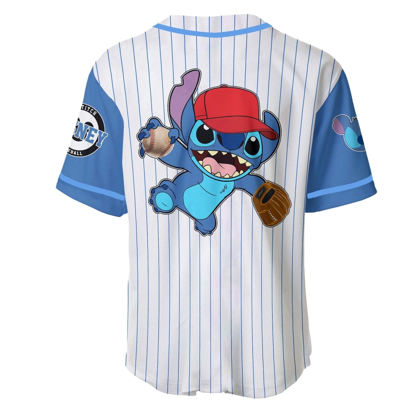 Stitch Jersey Disney Stitch Player Playing Game Graphic Blue White Jersey Shirt Baseball Disney Baseball