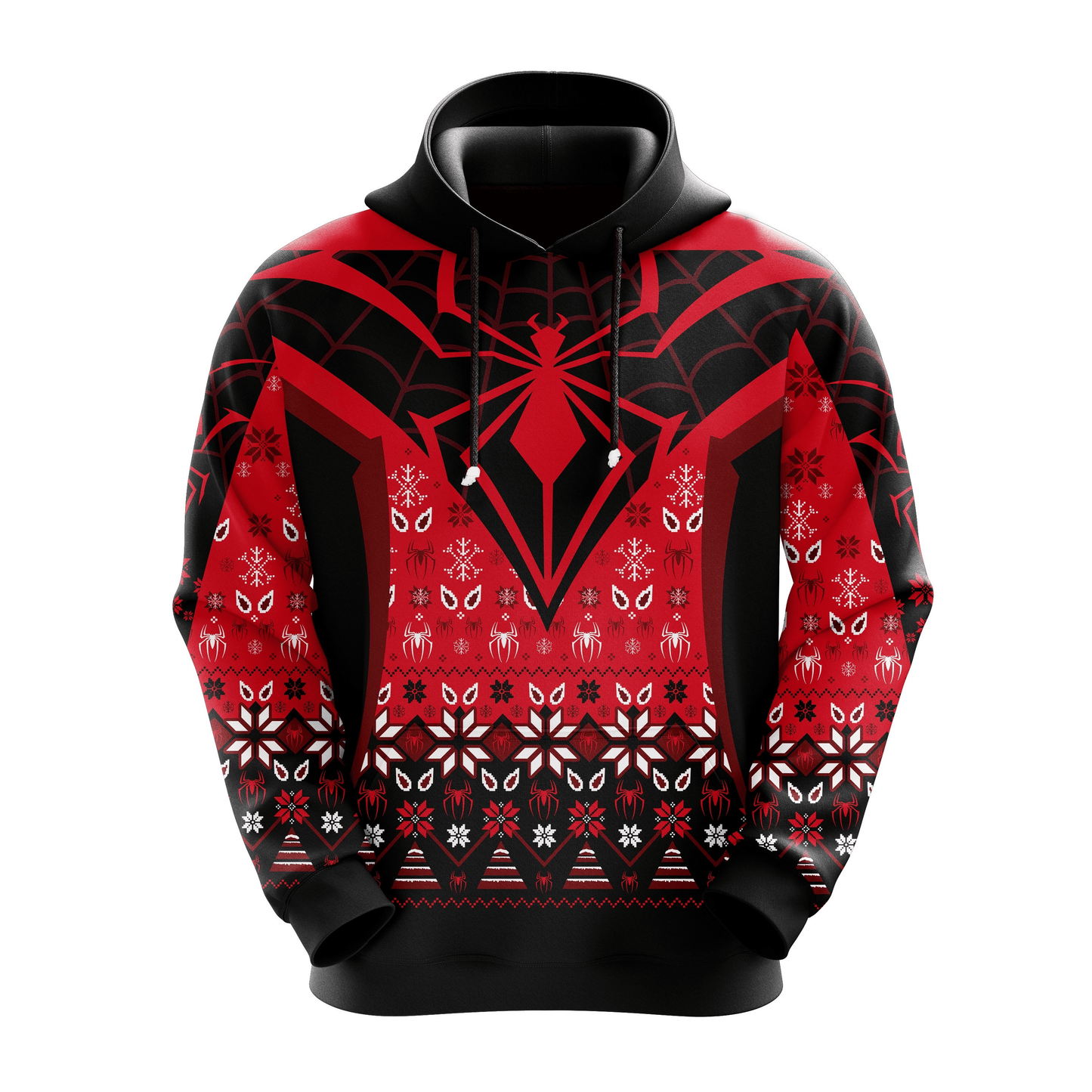 Spiderman Hoodie Marvel Spiderman Symbol And Christmas Pattern Hoodie Red Black Unisex - Cozy Hoodie For Cold Weather