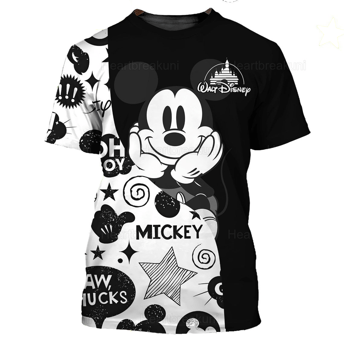 Disney MK Hoodie MK Walt Disney Castle Graphic T-shirt Black White Unisex