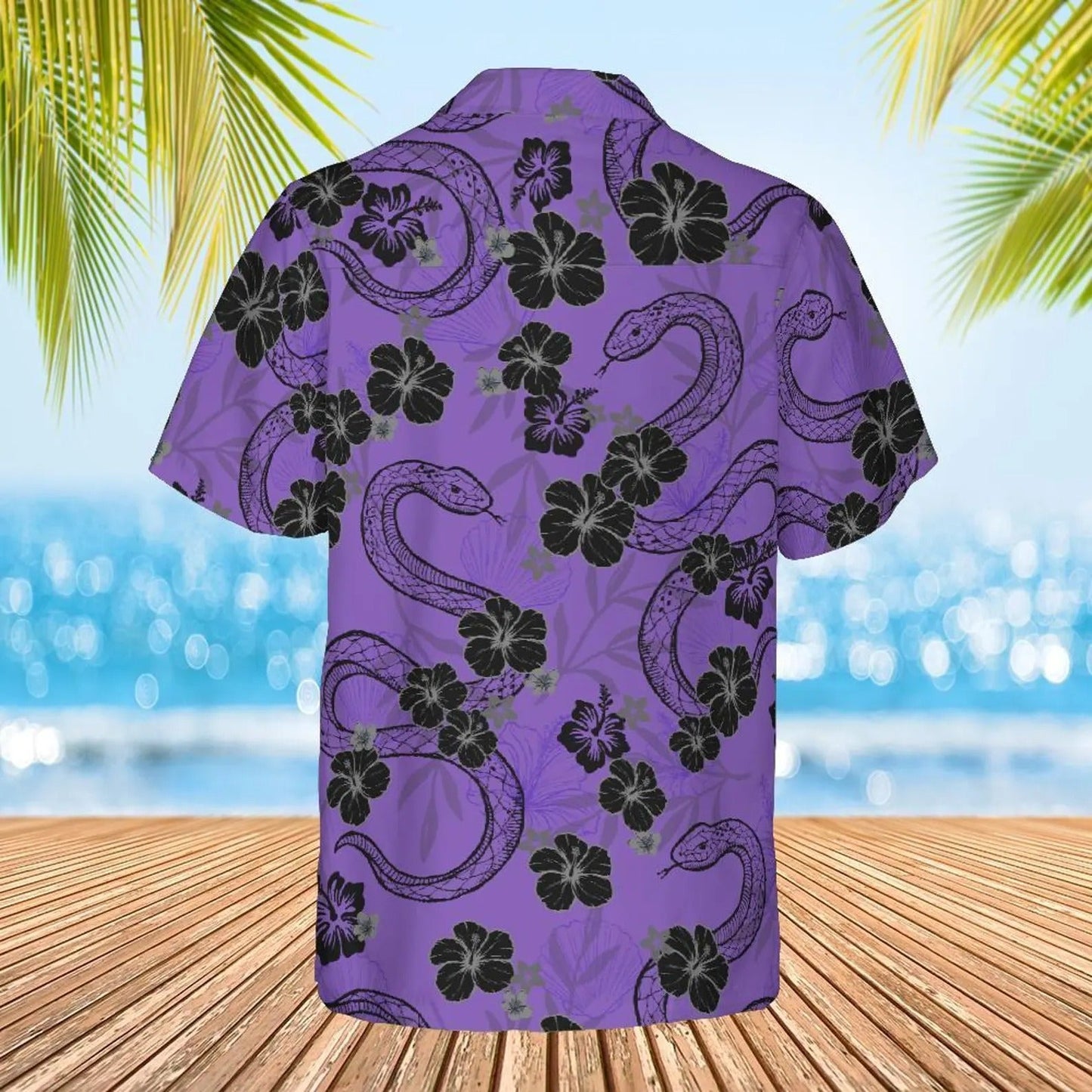 Snake Floral Hawaiian Shirt, Purple Hibiscus Aloha Shirt