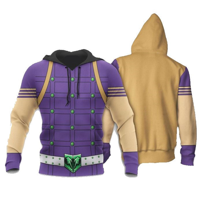 Jojos Bizarre Adventure Hoodie Jojos Bizarre Adventure Gyro Zeppeli Costume Hoodie Yellow Purple Unisex - Cozy Hoodie For Cold Weather