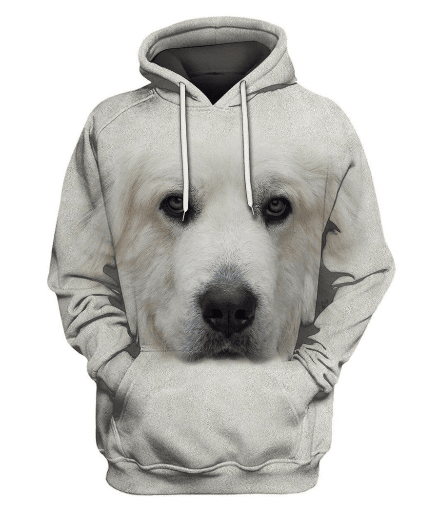 Dog Hoodie Great Pyrenees Face Hair Graphic Hoodie White Unisex - Cozy Hoodie For Cold Weather