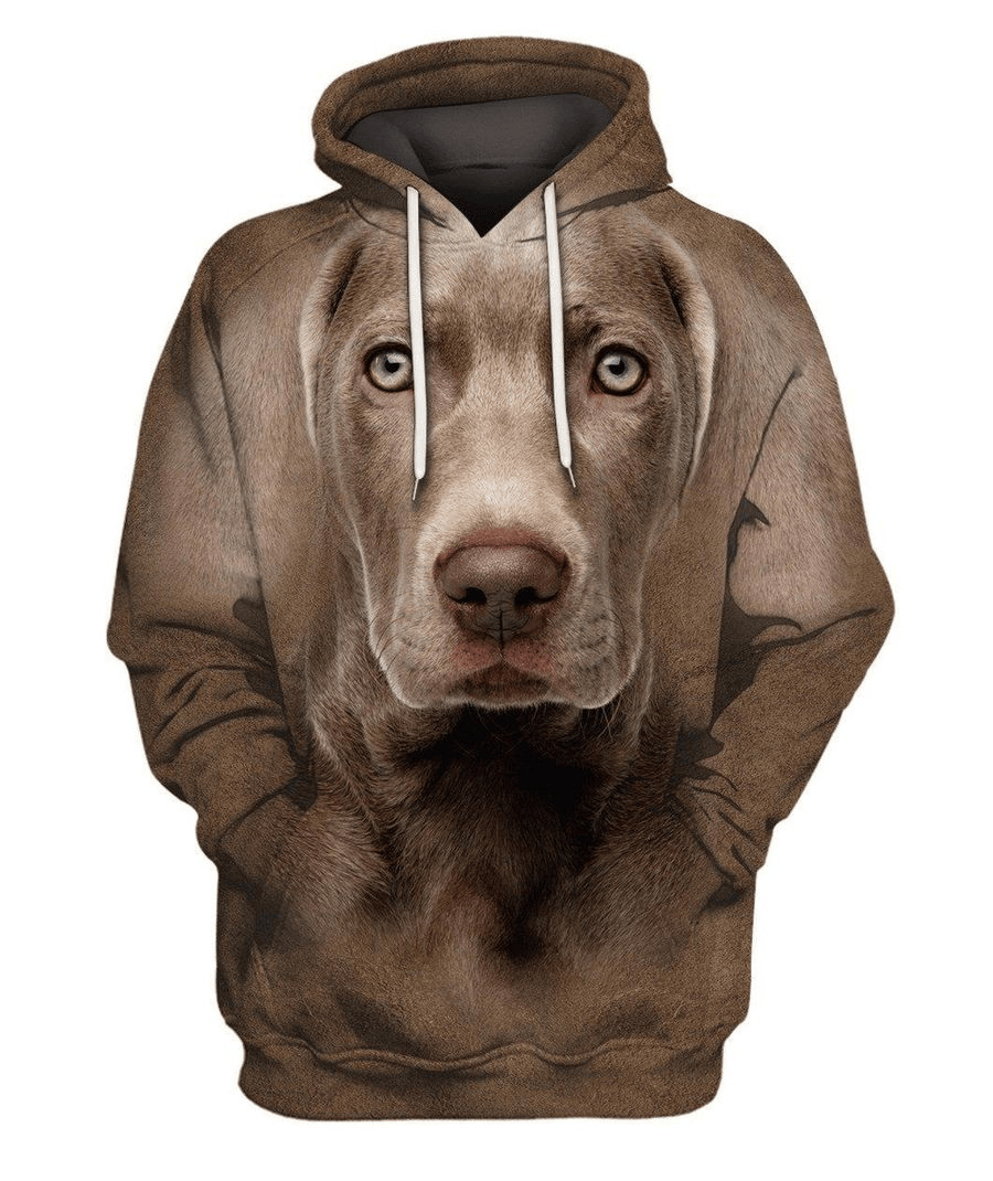 Dog Hoodie Weimaraner Face Hair Graphic Hoodie Brown Unisex - Cozy Hoodie For Cold Weather