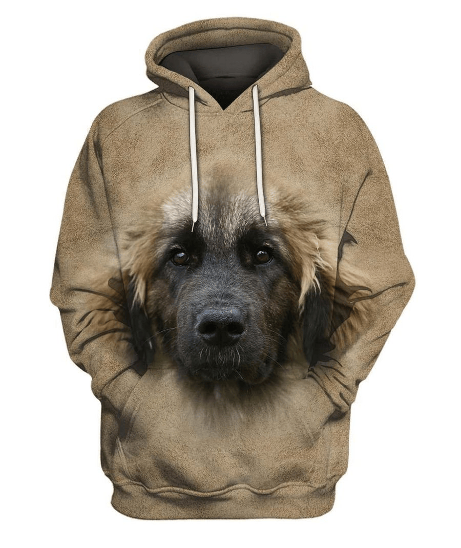 Dog Hoodie Leonberger Face Hair Graphic Hoodie Brown Unisex - Cozy Hoodie For Cold Weather