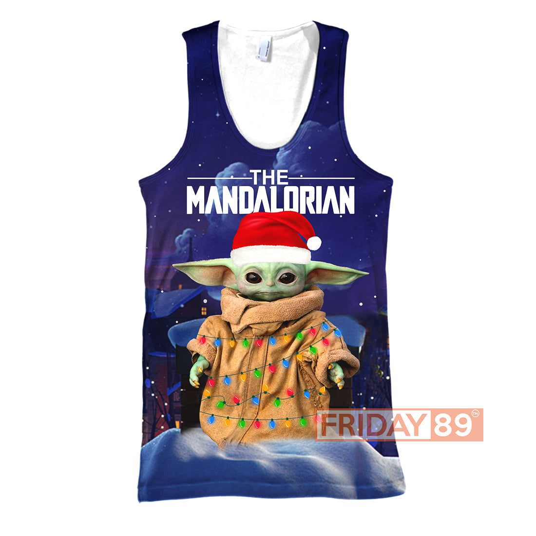 SW T-shirt SW Baby Yoda Christmas Light The Mandalorian T-shirt Cute SW Hoodie Sweater Tank 2024
