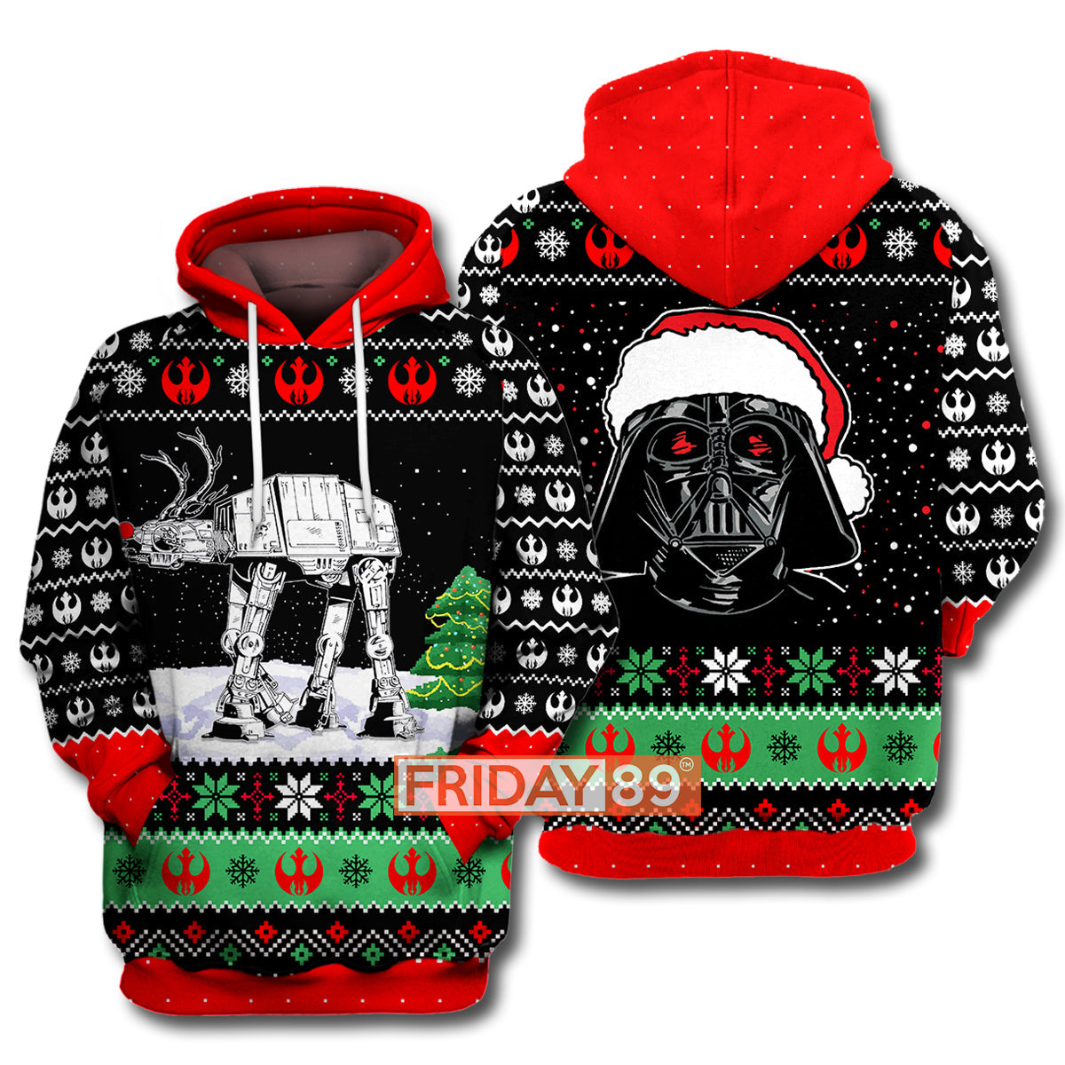 SW T-shirt Rudolph ATAT Walker Christmas Pattern T-shirt Awesome SW Hoodie Sweater Tank