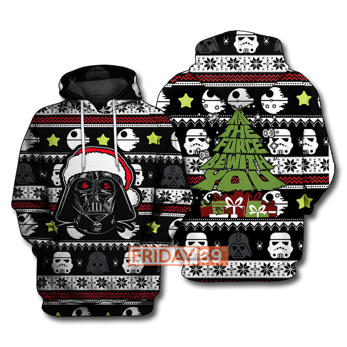SW T-shirt D.Vader May The Force Be With You Christmas Pattern T-shirt SW Hoodie Sweater Tank