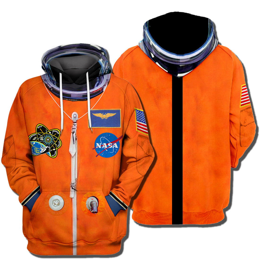 NASA Hoodie Astronaut Space Suit Cosplay Costume Orange T-shirt High Quality NASA Shirt Sweater Tank