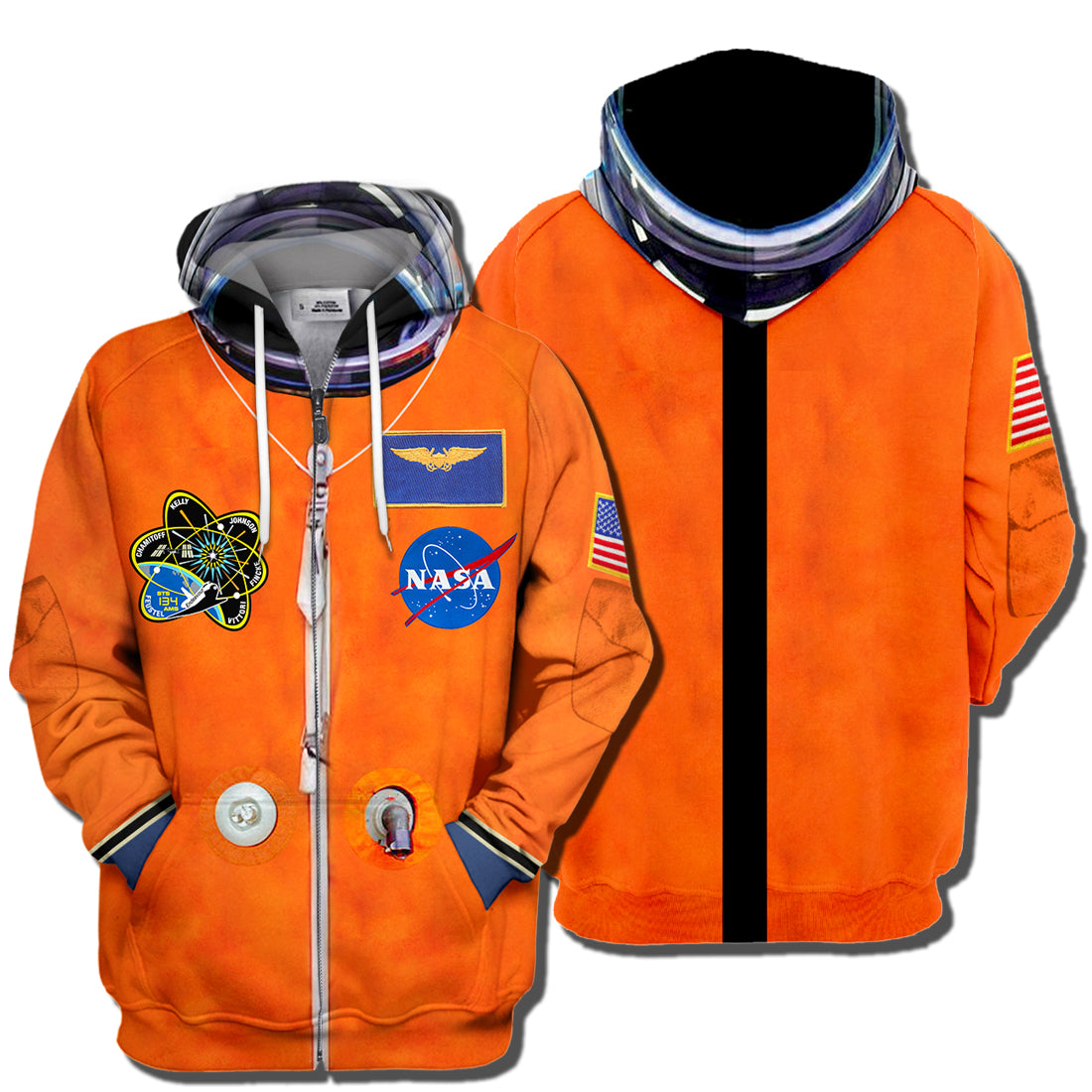 NASA Hoodie Astronaut Space Suit Cosplay Costume Orange T-shirt High Quality NASA Shirt Sweater Tank 2023