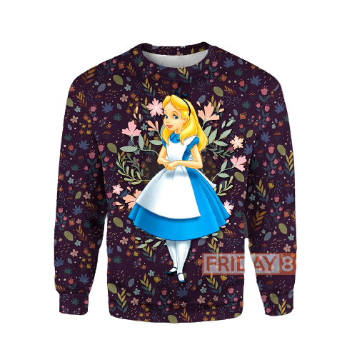 DN Alice In Wonderland T-shirt Alice With Flowers T-shirt Hoodie