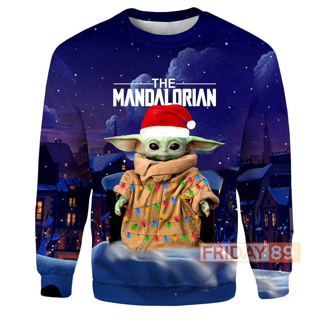 SW T-shirt SW Baby Yoda Christmas Light The Mandalorian T-shirt Cute SW Hoodie Sweater Tank 2023