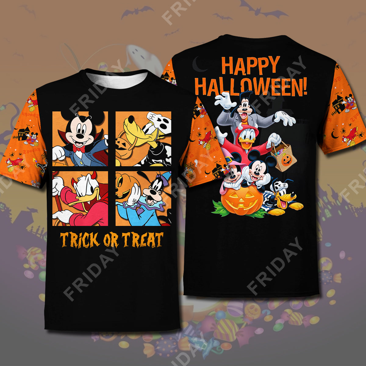 DN T-shirt House Trick Or Treat Happy Halloween T-shirt Cute DN MK Mouse Hoodie Sweater Tank DN Halloween Hoodie Shirt
