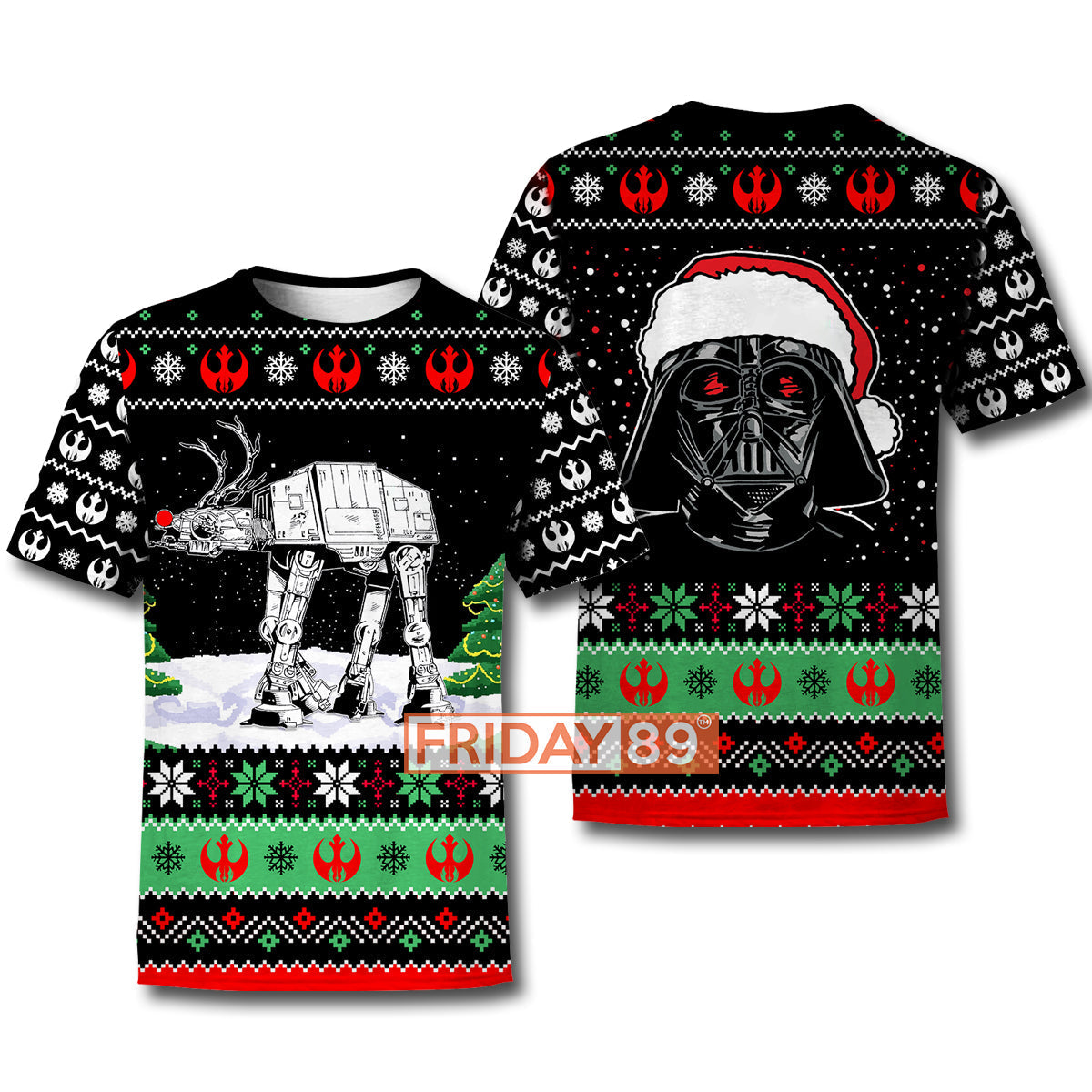 SW T-shirt Rudolph ATAT Walker Christmas Pattern T-shirt Awesome SW Hoodie Sweater Tank 2024