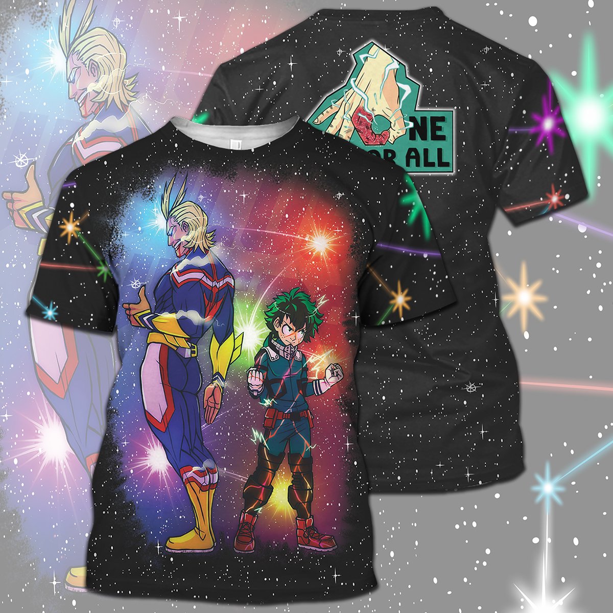 My Hero Academia T-shirt All Might Midoriya Izuku One For All Black Galaxy T-shirt Hoodie