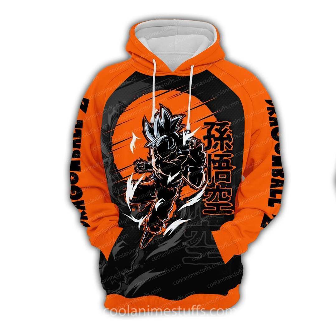 Dragon Ball Hoodie Dragon Ball Goku Silhouette Goku Kanji Logo Orange Hoodie Apparel For Dragon Ball Fan