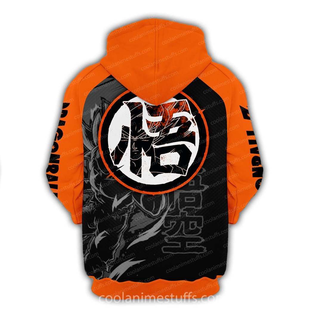 Dragon Ball Hoodie Dragon Ball Goku Silhouette Goku Kanji Logo Orange Hoodie Apparel For Dragon Ball Fan