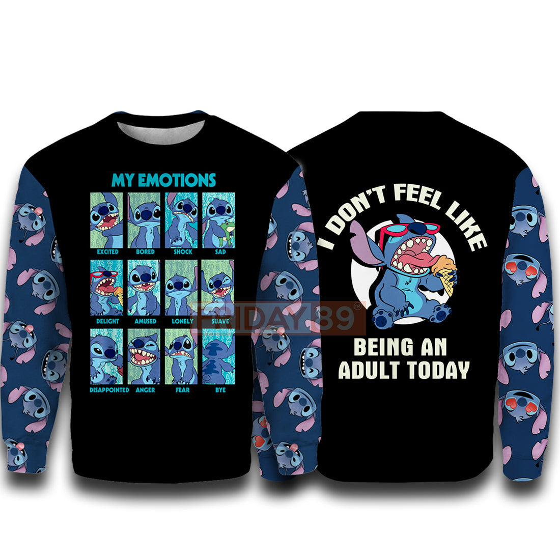 Stitch T-shirt Stitch Emotions Hoodie I Don't Feel Like Being An Today Stitch T Shirt Cute DN Hoodie Sweater Tank