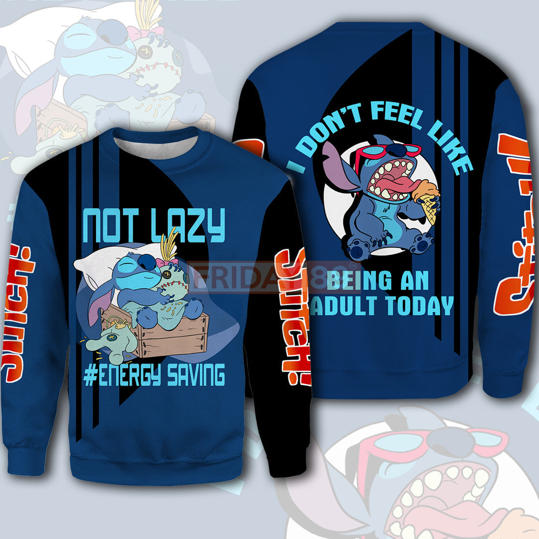 Stitch T-shirt Stitch Not Lazy Energy Saving 3D Print T-shirt Funny Cute DN Hoodie Sweater Tank