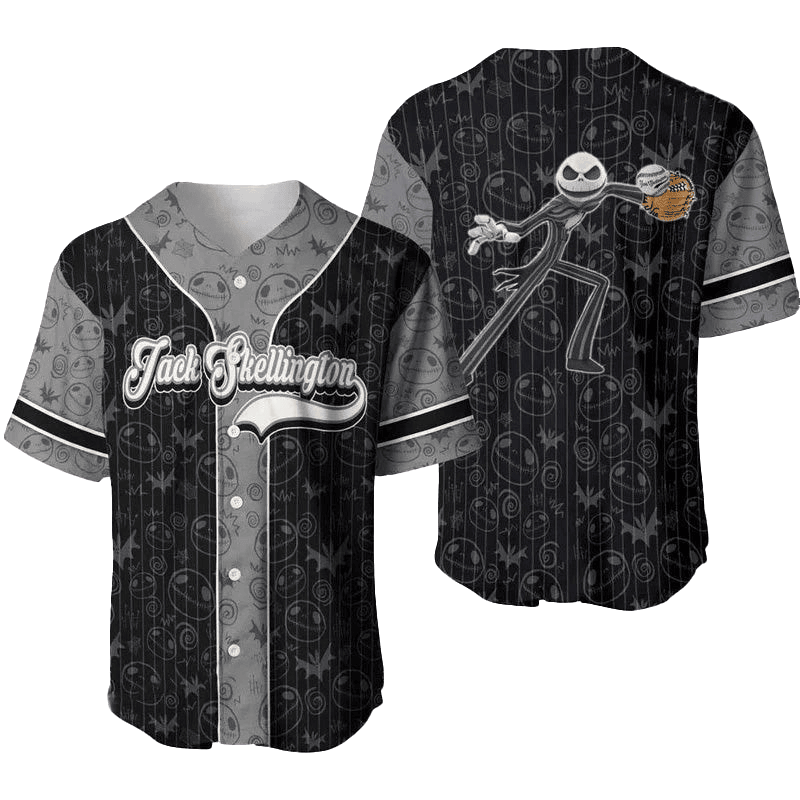 Tnbc Jersey Jack Skellington Catcher Player Black Gray Jersey Shirt Tnbc Baseball